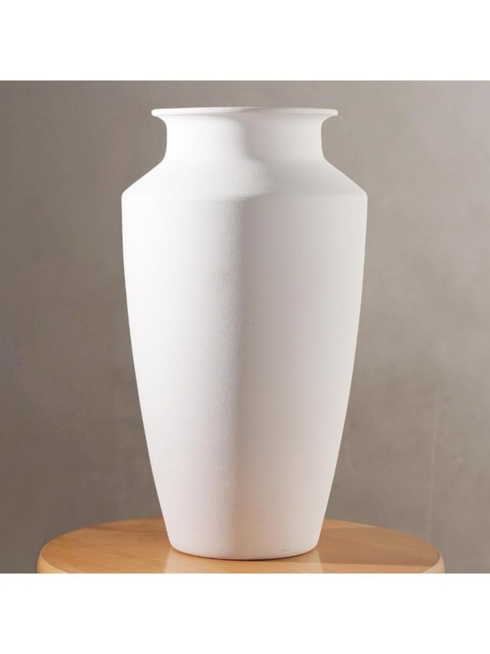 Handmade 12.6" Tall White Ceramic Vase for Flowers, Elegant Home Decor Accent